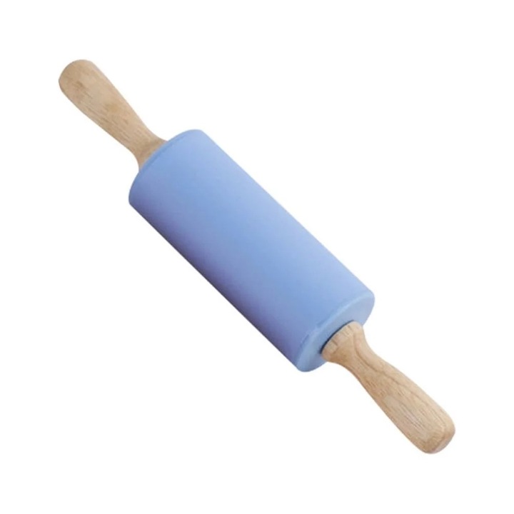 Sucitoare set, silicon, manere din lemn, albastru, 23x4.20cm