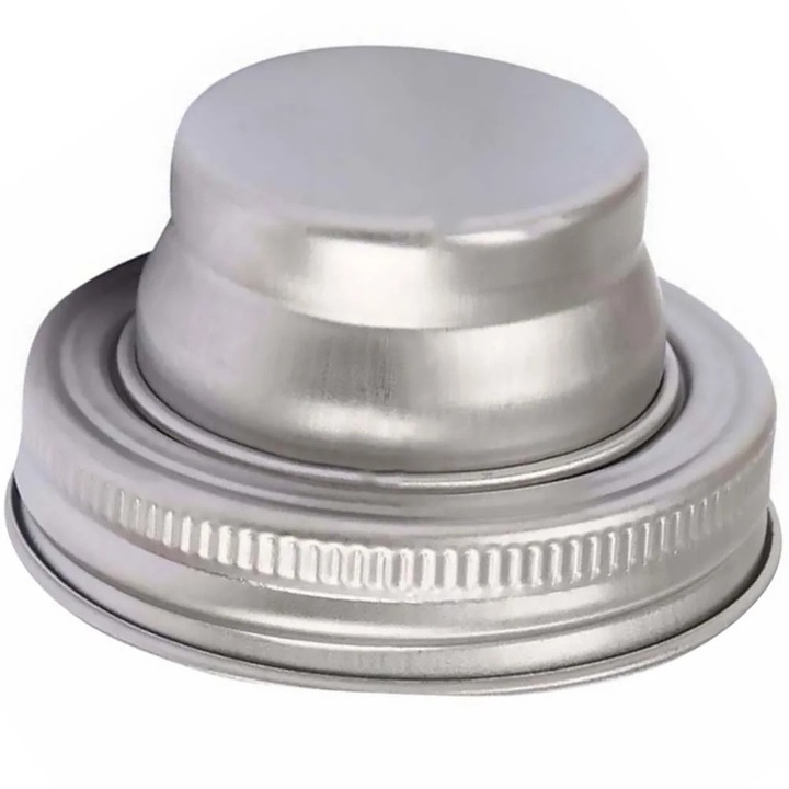 Capac shaker din otel inoxidabil pentru borcan mason, argintiu, 7.40x7.40x4.30cm