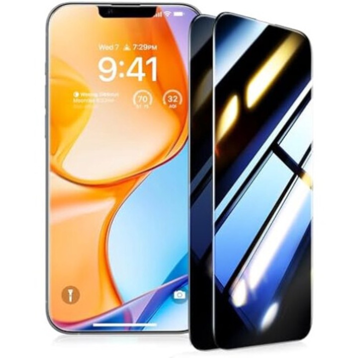 2 csomagos 9H katonai minőségű edzett üveg iPhone 14 Plus 6,7 hüvelykes készülékhez | Fekete szegély fehér nélkül Ultra HD | Karcmentes képernyővédő fólia