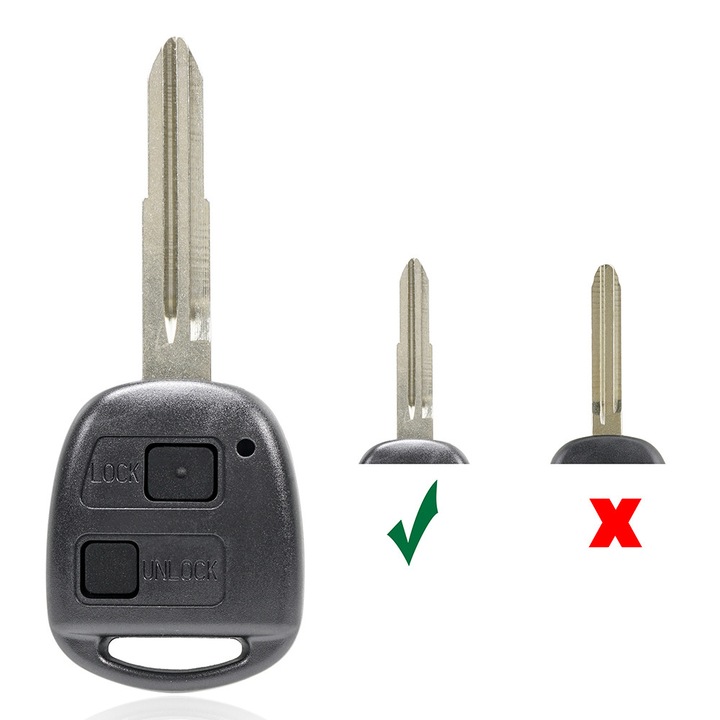 Carcasa Cheie Auto pentru Toyota Yaris Corolla MR2 Verso Tarago Prado Camry Echo Celica 2 butoane + lama TOY41