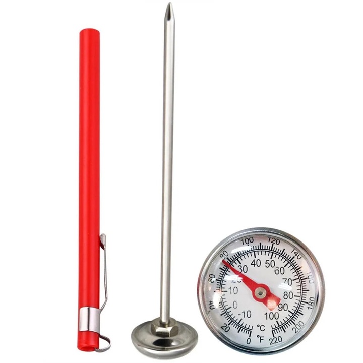 Termometru de bucatarie din inox, 12.7x2.6x2.6cm, argintiu, pentru carne si lichide
