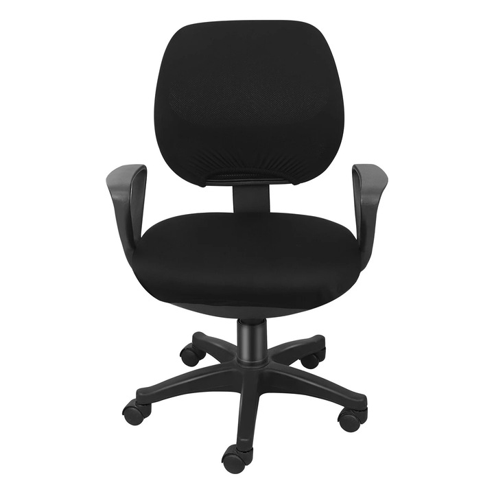 Husa scaun VOSAREA, set pentru spatar si sezut, design flexibil, negru, 38x38x0.5cm