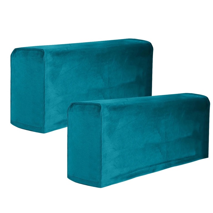 Huse de protectie pentru bratele canapelei, set 2 buc, poliester, albastru, 45x16x20cm