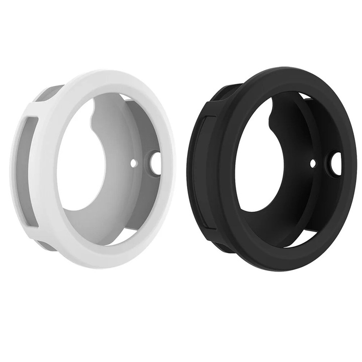 Set 2 Huse de Protectie din Silicon pentru Ceas Smart, alb/ negru, 4.5x4.5x1 cm