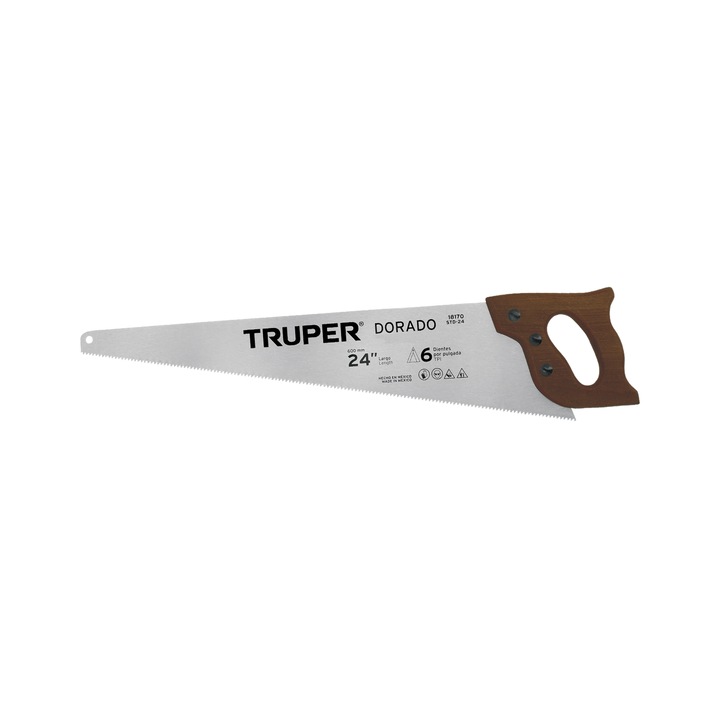 Fierastrau profesional de mana pentru taiere lemn/plastic cu maner lemn, L 60 cm - Truper