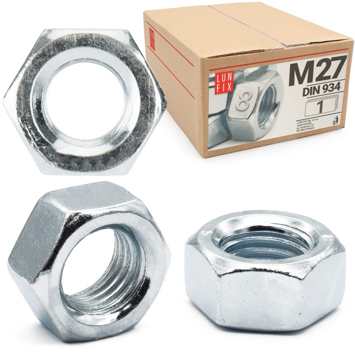 Piulita hexagonala M27 Lun Fix, DIN 934 clasa 8 zincata 1 buc