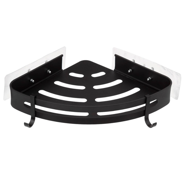 Macvi® zuhanypolc, fekete alumínium fürdőszobai polckészlet, modern és tartós kialakítás, könnyű összeszerelés, optimalizált tér