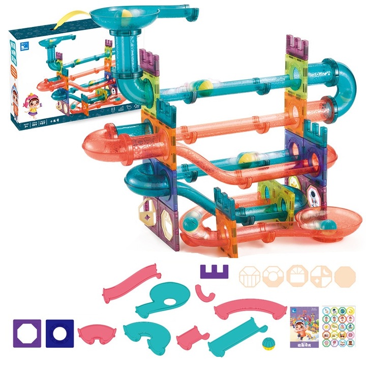 Jucarie educativa Umetoop, placi magnetice 3D, dezvoltare abilitati, 3-8 ani, multicolor
