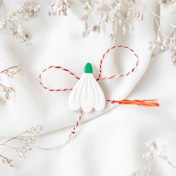 Brosa Martisor Handmade Snowdrop, 3 cm