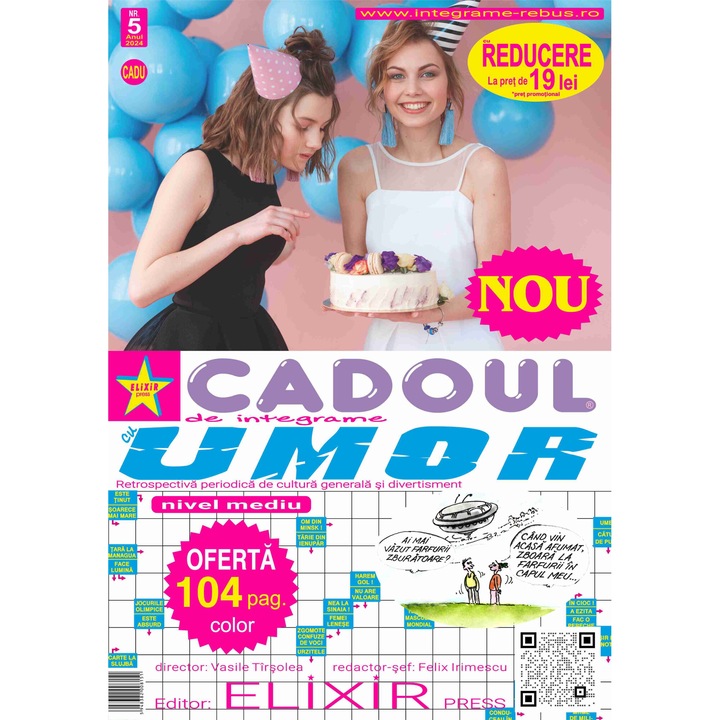 Integrame, Elixir Press, Cadoul cu integrame cu umor nr 5, 104 pagini