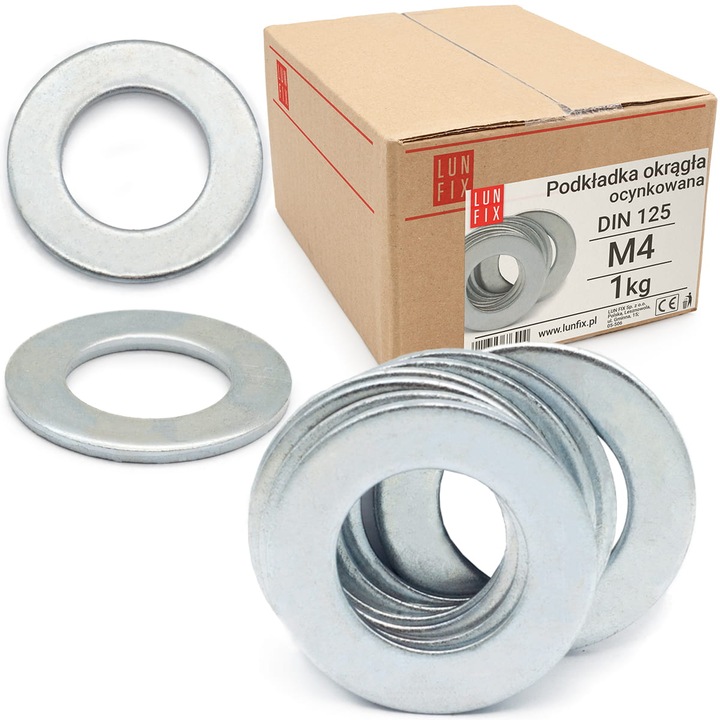 Saiba plana rotunda M4 Lun Fix, zincata DIN125 1kg