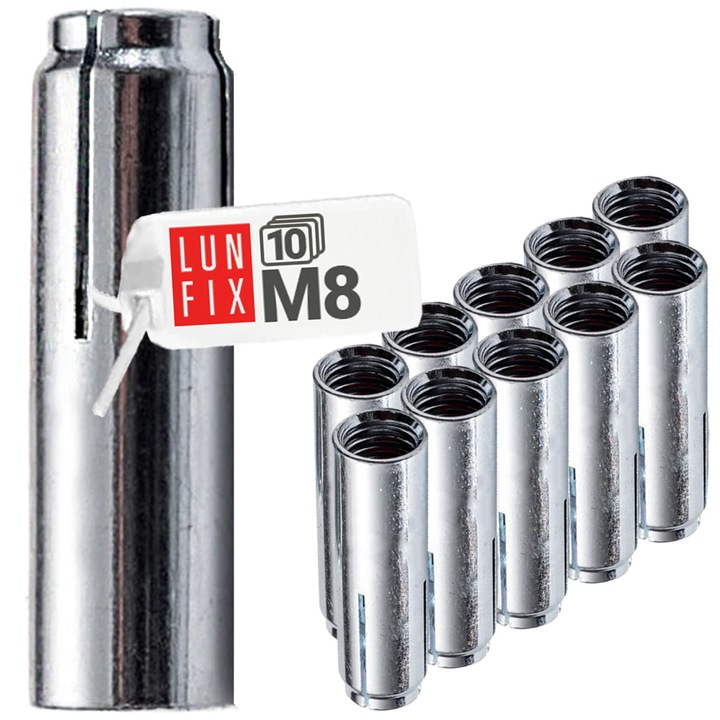 Set 10 ancore din otel M8, Lun Fix, manson de expansiune, 29mm