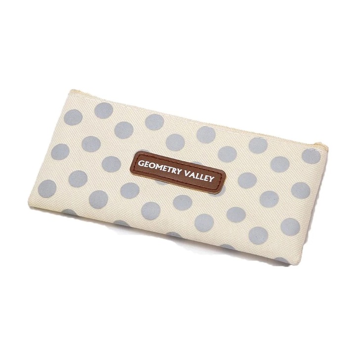 Комплект от 2 платнени молива на точки, бели, 19,7x9 см