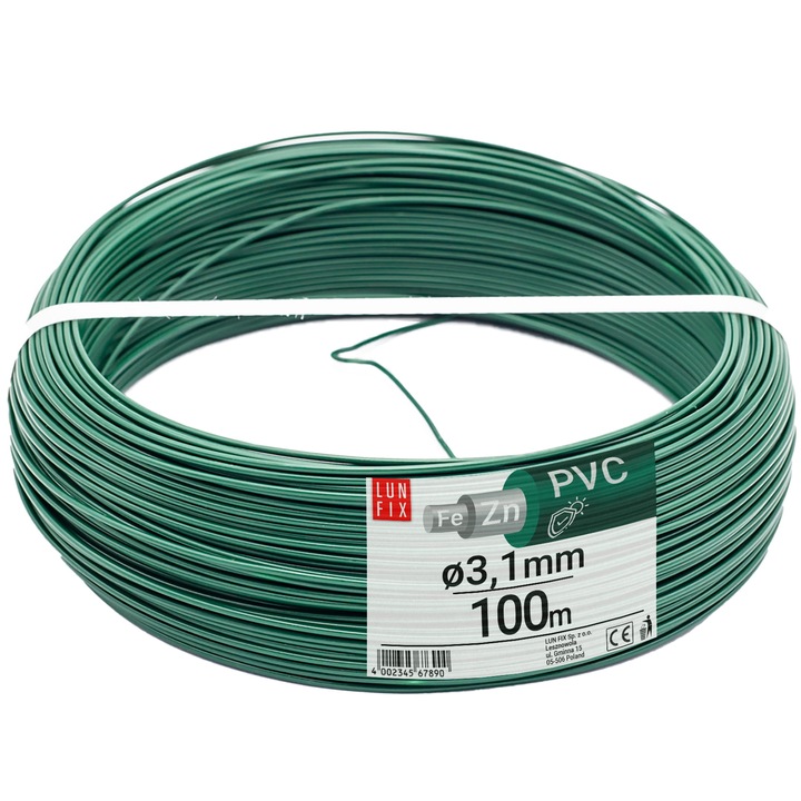Sarma de tensionare pentru plasa 3.1mm galvanizat verde acoperit PVC 100mb
