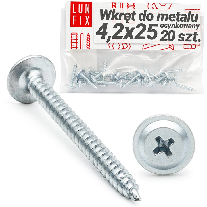 Suruburi autofiletante cu cap cu saiba, Lun Fix, 4.2x25mm