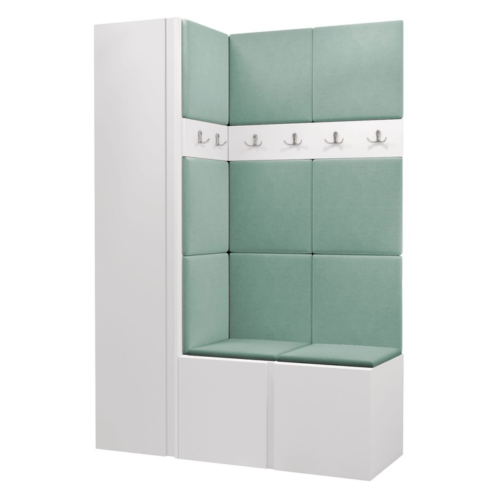 Mobilier pentru hol Tavasz IX, MIRJAN24, alb + albastru, 46x186x124 cm