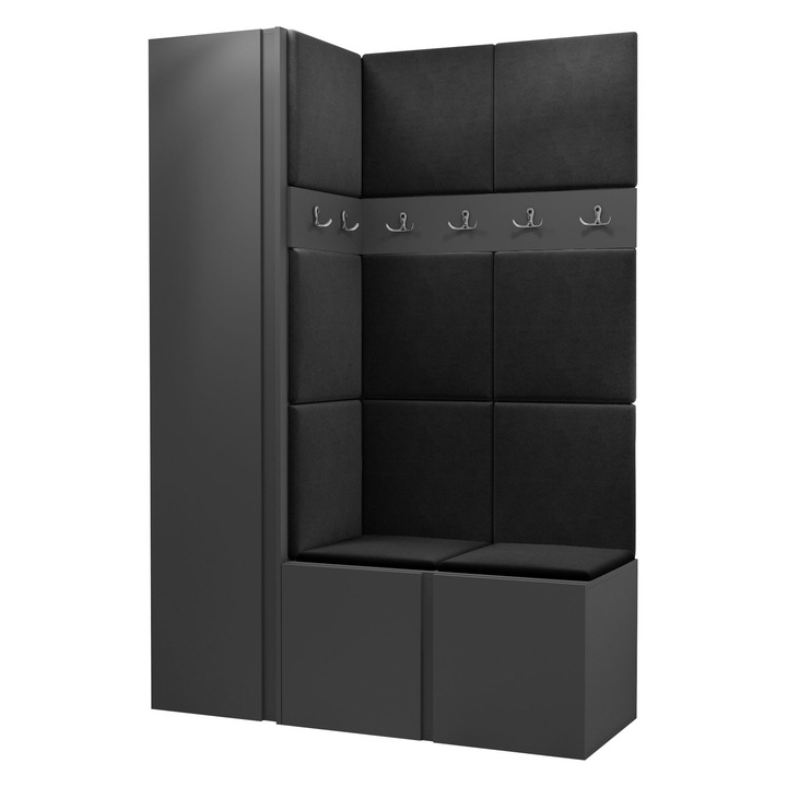 Mobilier pentru hol Tavasz IX, MIRJAN24, grafit + negru, 46x186x124 cm