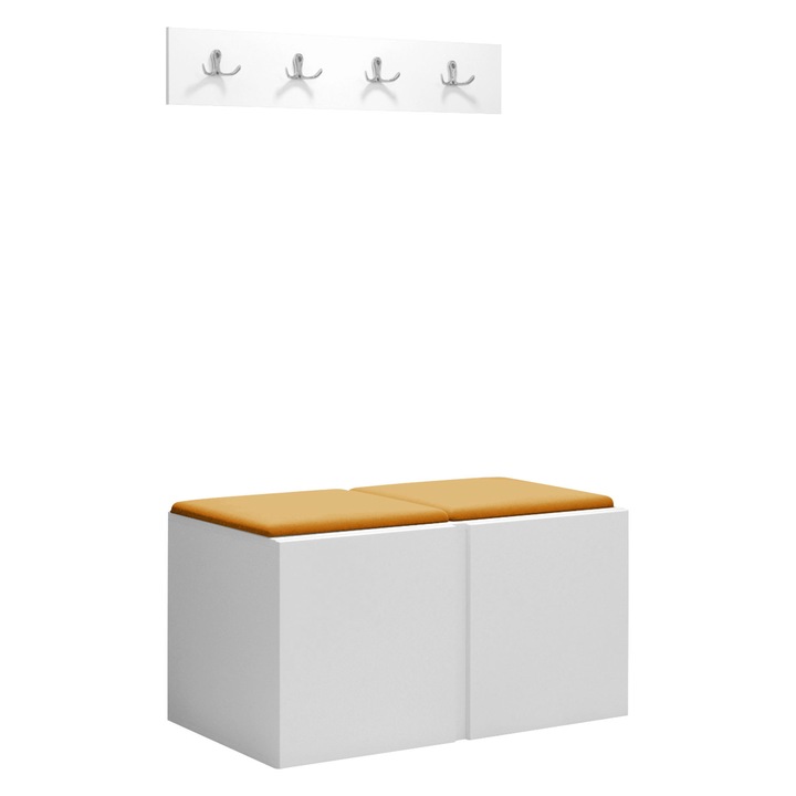 Mobilier pentru hol Tavasz VI, MIRJAN24, alb + galben, 46x42x84 cm