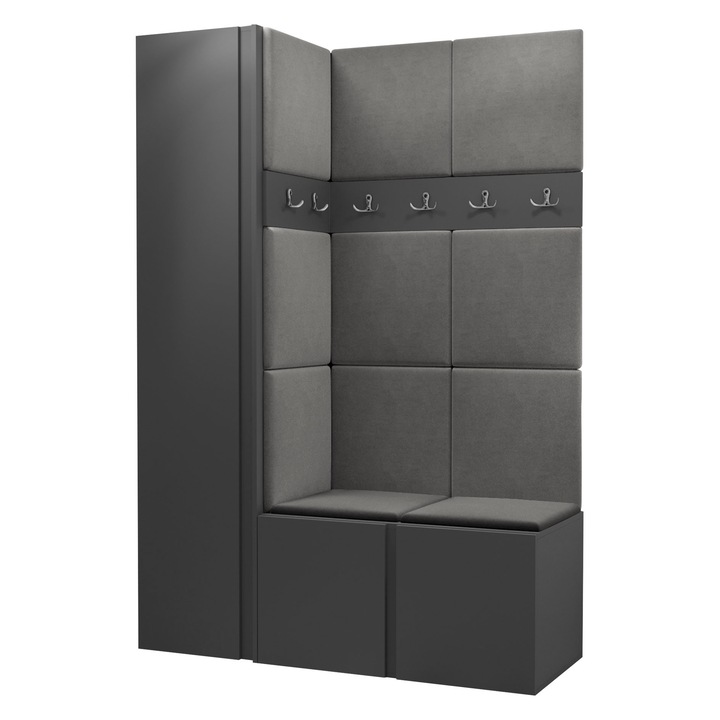 Mobilier pentru hol Tavasz IX, MIRJAN24, grafit + gri, 46x186x124 cm