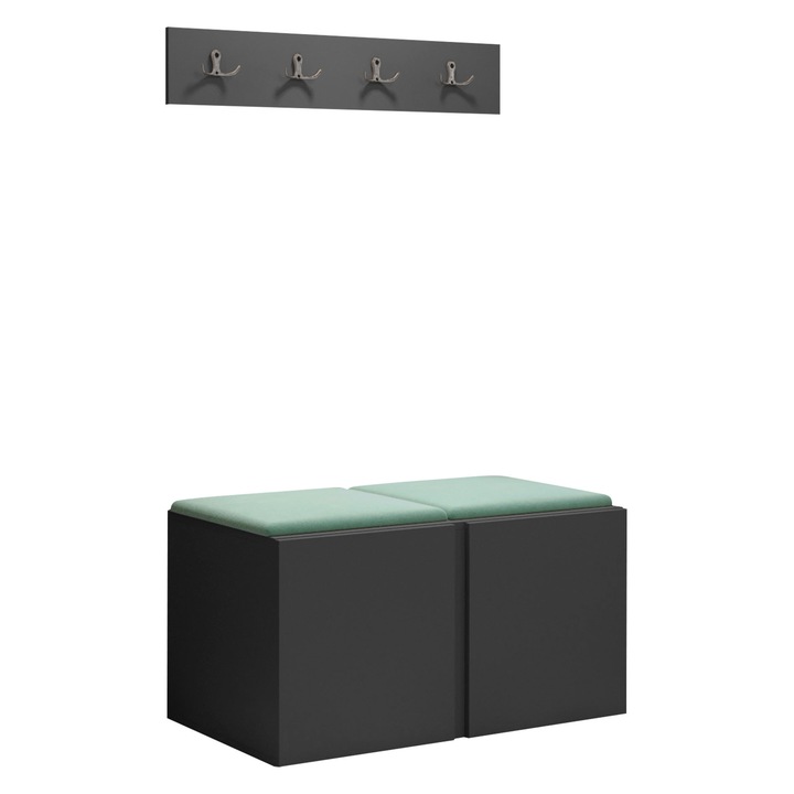 Mobilier pentru hol Tavasz VI, MIRJAN24, grafit + albastru, 46x42x84 cm