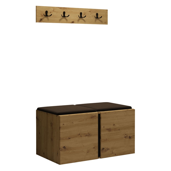 Mobilier pentru hol Tavasz VI, MIRJAN24, stejar artisan + maro, 46x42x84 cm