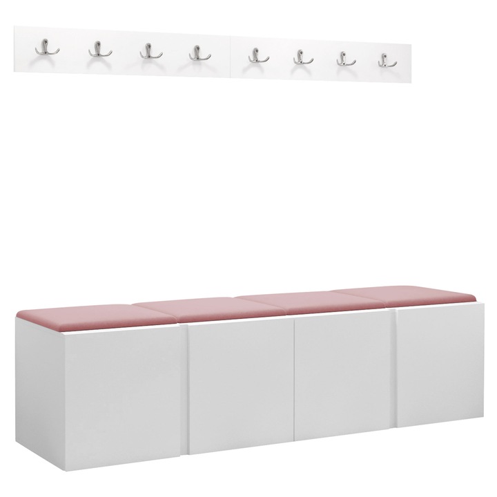 Mobilier pentru hol Tavasz VII, MIRJAN24, alb + roz, 46x42x168 cm