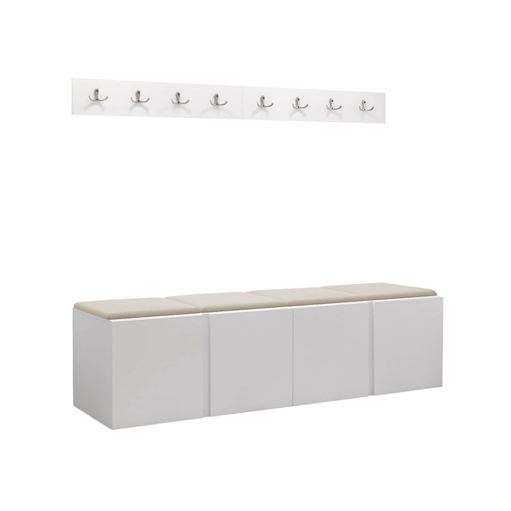 Mobilier pentru hol Tavasz VII, MIRJAN24, alb + bej deschis, 46x42x168 cm