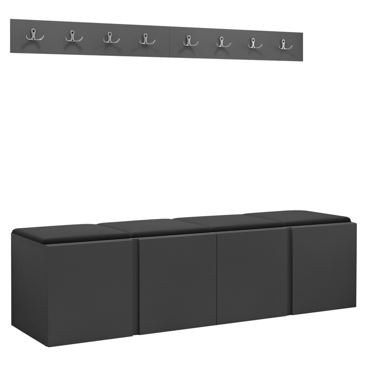 Mobilier pentru hol Tavasz VII, MIRJAN24, grafit + negru, 46x42x168 cm