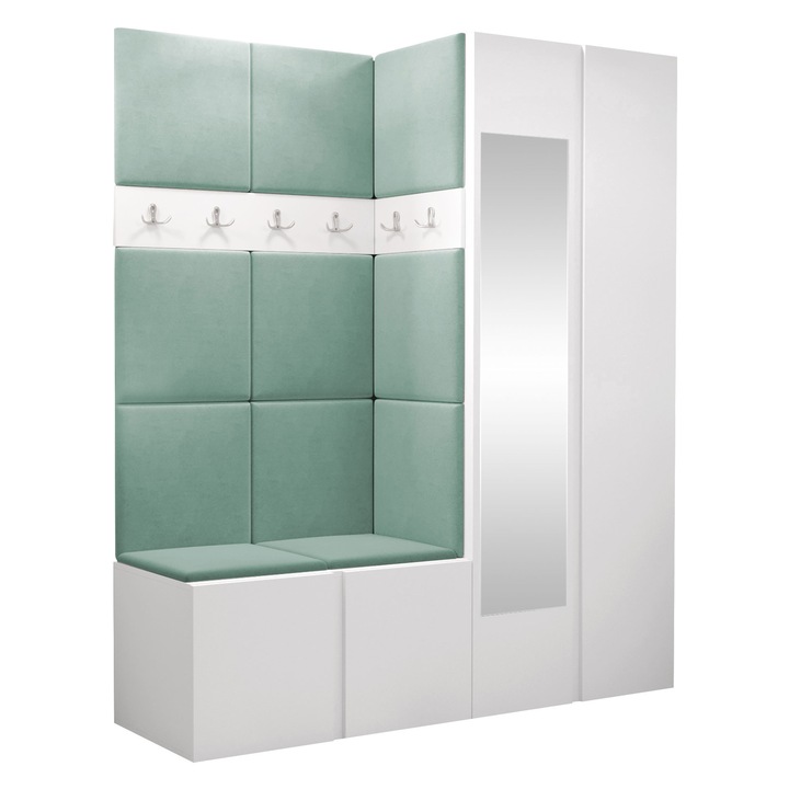 Mobilier pentru hol Tavasz XII, MIRJAN24, alb + albastru, 46x186x158 cm