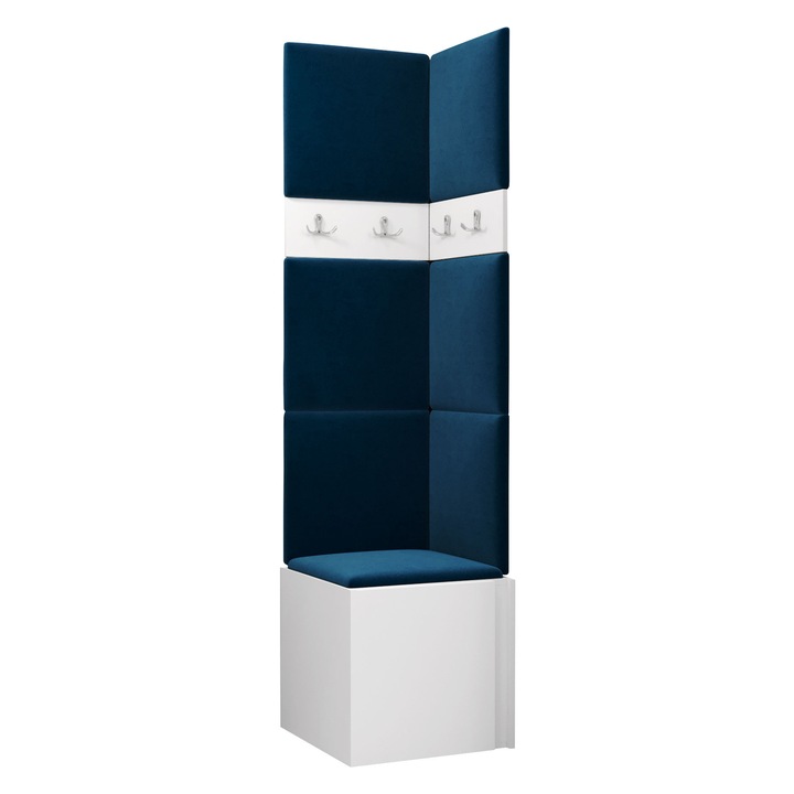 Mobilier pentru hol Tavasz XXI, MIRJAN24, alb + bleumarin, 46x186x46 cm