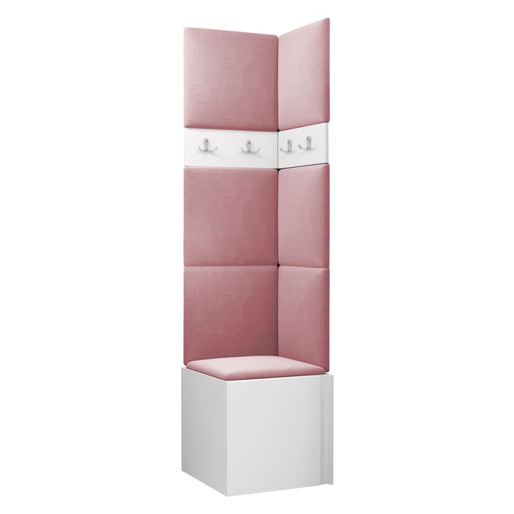 Mobilier pentru hol Tavasz XXI, MIRJAN24, alb + roz, 46x186x46 cm