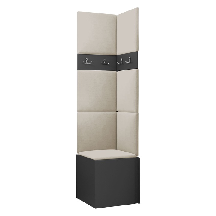 Mobilier pentru hol Tavasz XXI, MIRJAN24, grafit + bej deschis, 46x186x46 cm