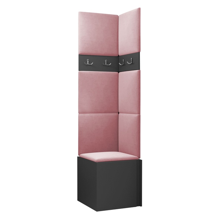 Mobilier pentru hol Tavasz XXI, MIRJAN24, grafit + roz, 46x186x46 cm