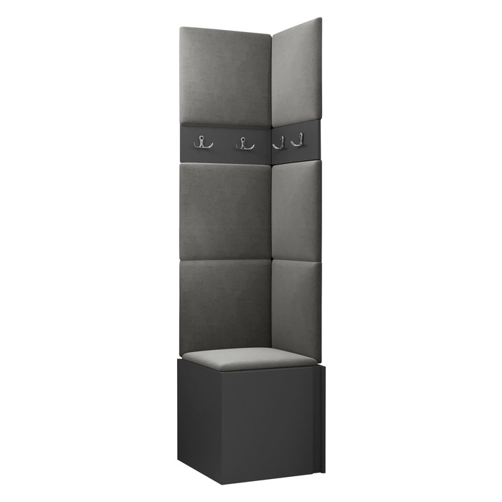 Mobilier pentru hol Tavasz XXI, MIRJAN24, grafit + gri, 46x186x46 cm