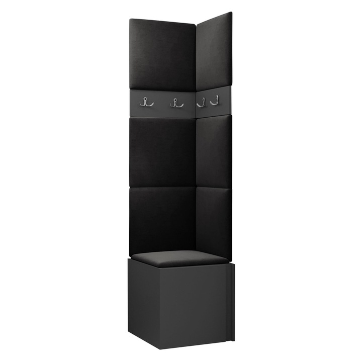 Mobilier pentru hol Tavasz XXI, MIRJAN24, grafit + negru, 46x186x46 cm