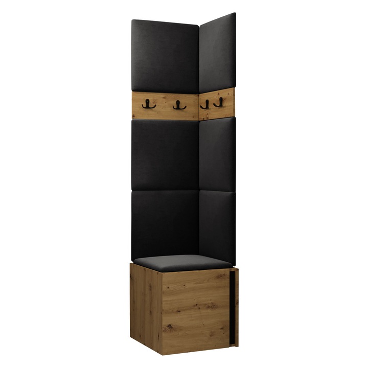 Mobilier pentru hol Tavasz XXI, MIRJAN24, stejar artisan + negru, 46x186x46 cm