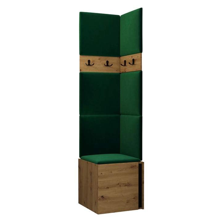 Mobilier pentru hol Tavasz XXI, MIRJAN24, stejar artisan + verde, 46x186x46 cm