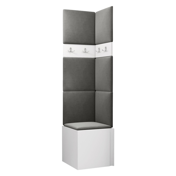 Mobilier pentru hol Tavasz XXI, MIRJAN24, alb + gri, 46x186x46 cm