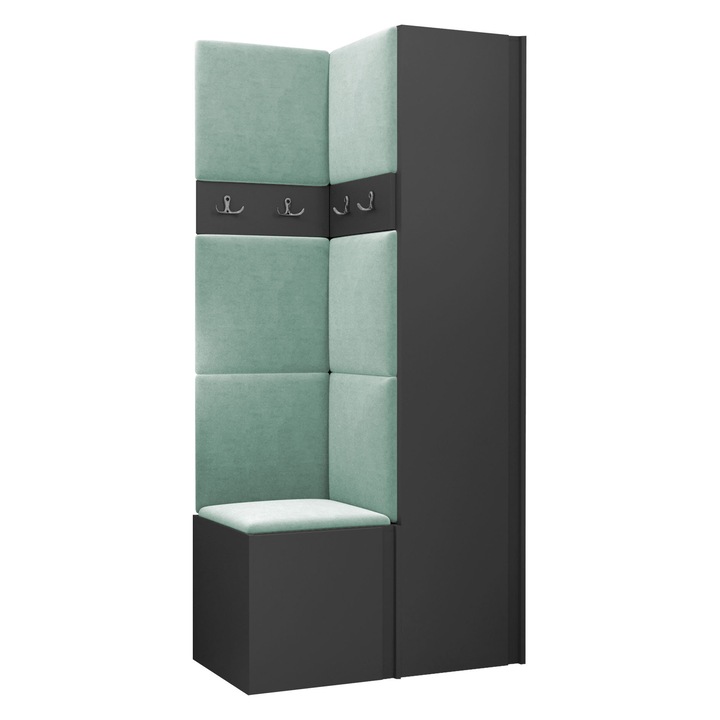 Mobilier pentru hol Tavasz XXIV, MIRJAN24, grafit + albastru, 46x186x82 cm