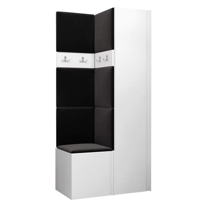 Mobilier pentru hol Tavasz XXIV, MIRJAN24, alb + negru, 46x186x82 cm