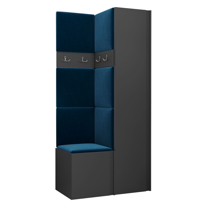 Mobilier pentru hol Tavasz XXIV, MIRJAN24, grafit + bleumarin, 46x186x82 cm