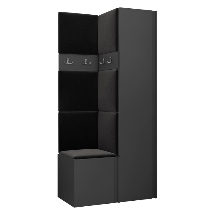 Mobilier pentru hol Tavasz XXIV, MIRJAN24, grafit + negru, 46x186x82 cm
