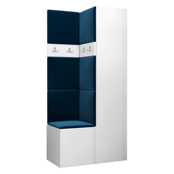 Mobilier pentru hol Tavasz XXIV, MIRJAN24, alb + bleumarin, 46x186x82 cm