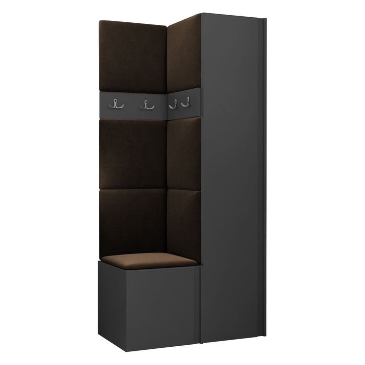 Mobilier pentru hol Tavasz XXIV, MIRJAN24, grafit + maro, 46x186x82 cm
