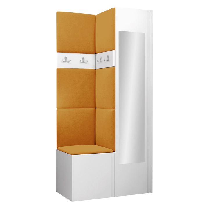 Mobilier pentru hol Tavasz XXV, MIRJAN24, alb + galben, 46x186x82 cm