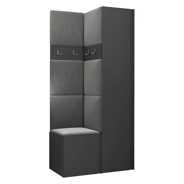 Mobilier pentru hol Tavasz XXIV, MIRJAN24, grafit + gri, 46x186x82 cm