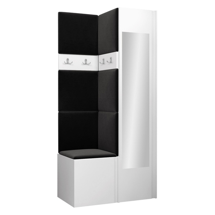 Mobilier pentru hol Tavasz XXV, MIRJAN24, alb + negru, 46x186x82 cm