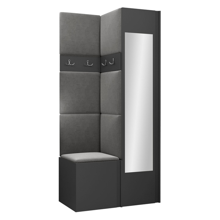 Mobilier pentru hol Tavasz XXV, MIRJAN24, grafit + gri, 46x186x82 cm