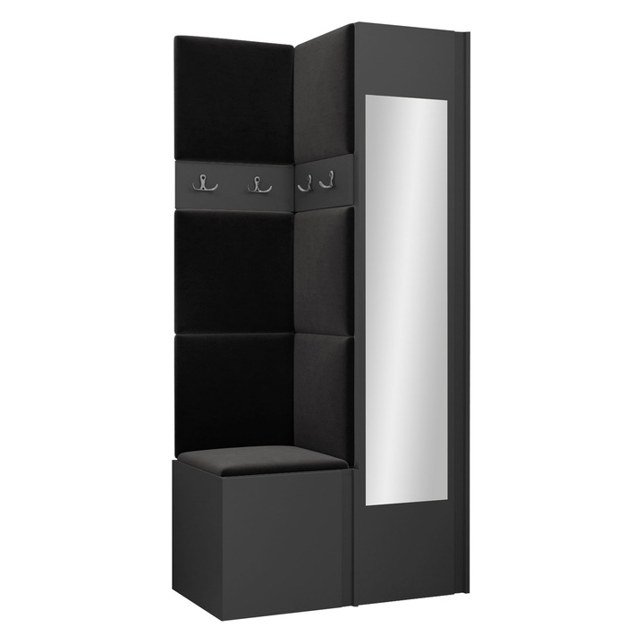 Mobilier pentru hol Tavasz XXV, MIRJAN24, grafit + negru, 46x186x82 cm