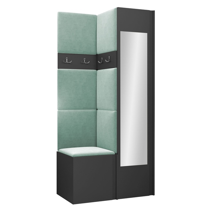 Mobilier pentru hol Tavasz XXV, MIRJAN24, grafit + albastru, 46x186x82 cm